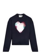 Sequin Artwork Sweatshirt Navy Tom Tailor