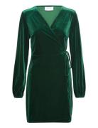 Vikatja L/S Short Velvet Wrap Dress/Ka Green Vila