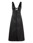Double Satin Halter-Neck Dress Black Ganni