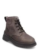 Boots - Flat - With Lace And Zip Brown ANGULUS