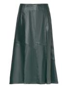 Flared Leather Midi Skirt Green IVY OAK