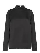 Slfivy Ls Satin Top B Black Selected Femme