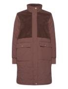 Hollie W Long Quilted Jacket Brown Weather Report