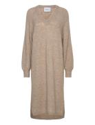 Filina V- Neck Knit Dress Beige Minus