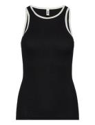 Eswalmue Tank Top Contrast F Black Enkel Studio