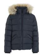 Essential Down Fur Hood Jacket Navy Tommy Hilfiger