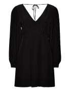 Fluid Solid Short V-Neck Dress Black Tommy Hilfiger