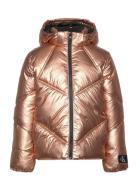 Bronze Metallic Puffer Jacket Orange Calvin Klein