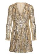 Deniz Embellished Ls Mini Dres Gold French Connection