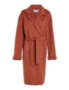 Df Wool Belted Wrap Coat Red Calvin Klein