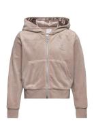 Sweater Zip Hood Velour Beige Lindex