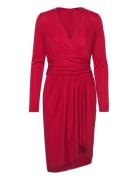 Ruched Stretch Jersey Surplice Dress Red Lauren Ralph Lauren