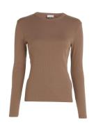 Cotton Rib Ls T-Shirt Brown Calvin Klein