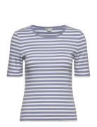 Slim Striped 1X1 Ribbed Ss T-Shirt Blue GANT