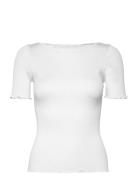 Silk Boat Neck T-Shirt White Rosemunde