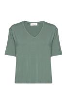 Rwbiarritz Ss V-Neck T-Shirt Khaki Rosemunde