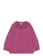 Cozy Me Frill Collar L/S T Baby Pink Müsli By Green Cotton