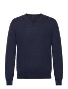 100% Merino Wool V-Neck Sweater Navy Mango