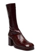 Cass Brown Patent Boots Brown MIISTA