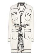 Branded Belted Cardigan White Karl Lagerfeld