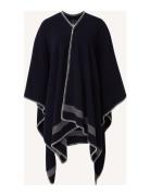 Palma Blanket Stitched Recycled Wool Blend Poncho Black Lexington Clot...