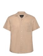 Bowling Cotton Linen Shirt S/S Beige Clean Cut Copenhagen