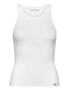 Variegated Rib Woven Tab Tank White Calvin Klein Jeans