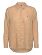 Linen Relaxed Shirt Ls Brown Tommy Hilfiger