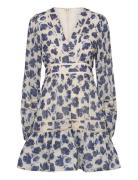 Ariella Printed Ruffled Mini Dress Blue Malina