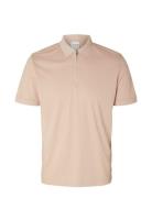 Slhfave Zip Ss Polo B Pink Selected Homme