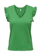 Onlmay Life S/S Frill V-Neck Top Box Jrs Green ONLY