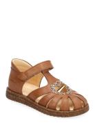 Sandals - Flat - Closed Toe - Brown ANGULUS