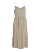 Vipricil Strap Button Dress Beige Vila