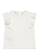 Short-Sleeved Ruffle T-Shirt White Mango