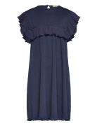 Pointelle Heart Dress W. Ruffle Navy Copenhagen Colors