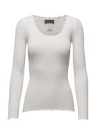 Rwbabette Ls U-Neck Lace T-Shirt White Rosemunde