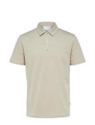 Slhrelax-Terry Ss Zip Polo Ex Beige Selected Homme