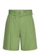 Belt Linen-Blend Bermuda Shorts Green Mango