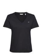 Reg Shield Ss V-Neck T-Shirt Black GANT