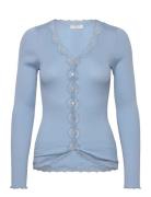 Silk Cardigan W/ Lace Blue Rosemunde