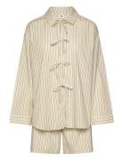 Stripel Set Shirt+Shorts Beige Becksöndergaard