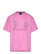 Luxe Ombre Diamante Ss Boxy Tee Pink Juicy Couture