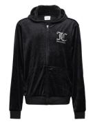 Glitter Velour Zip Through Hoodie Black Juicy Couture