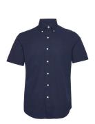 Custom Fit Seersucker Shirt Navy Polo Ralph Lauren