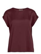 Viellette S/S Satin Top - Noos Burgundy Vila