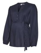 Mlmercy Lia L/S Wo Top 2F Noos Navy Mamalicious