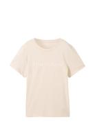 T-Shirt Logo Print Beige Tom Tailor