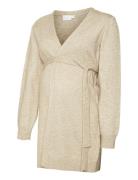 Mlnewanne L/S Knit Belt Cardigan Beige Mamalicious