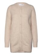 Slfsia Ras Ls Knit Long Cardigan Beige Selected Femme