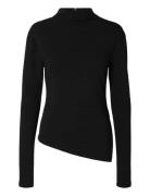 Slfganna Ls T-Neck Top Black Selected Femme